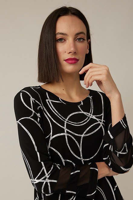 Joseph Ribkoff Circle Print Dress Style 221211. Black/vanilla. 4