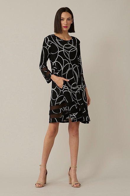 Joseph Ribkoff Circle Print Dress Style 221211. Black/vanilla. 5
