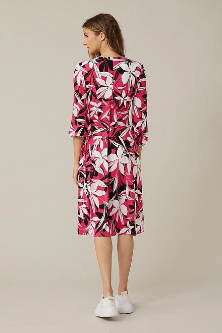 Joseph Ribkoff Floral Wrap Dress Style 221224. Black/raspberry Sorbet/vanilla. 2