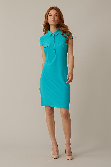 Joseph Ribkoff Silk Knit Shirt Dress Style 221270. Aruba Blue. 5
