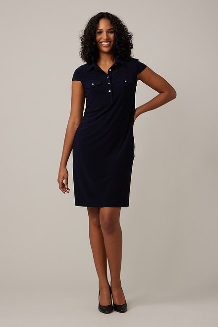 Joseph Ribkoff Silk Knit Shirt Dress Style 221270. Midnight Blue 40. 5