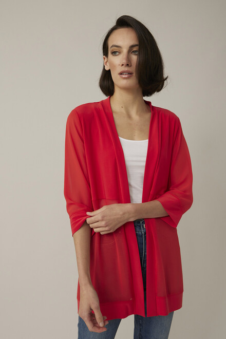 Joseph Ribkoff Sheer Cardigan Style 221288. Lacquer Red