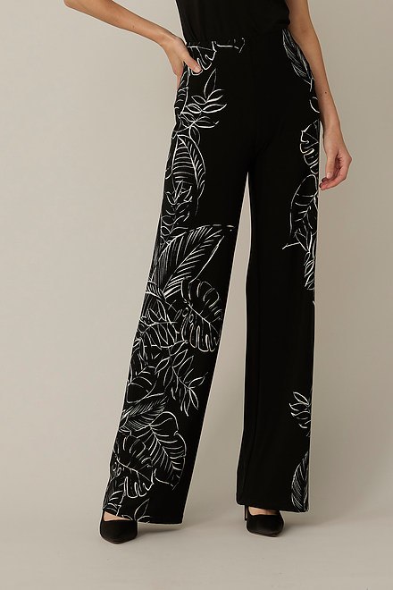 Joseph Ribkoff High-Rise Palm Pants Style 221321. Black/vanilla 1