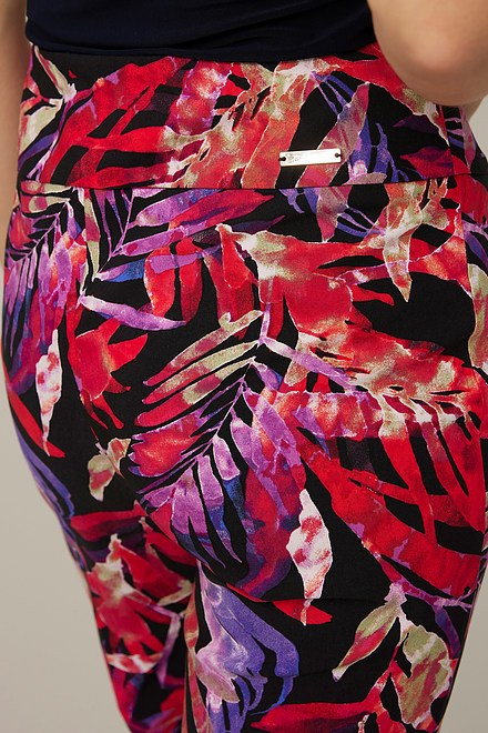 Joseph Ribkoff Pantalon tropical multicolore Mod&egrave;le 221325. Noir/multi. 4