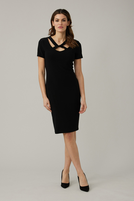 Joseph Ribkoff Cut-Out Neckline Dress Style 221350. Black