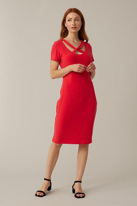 Joseph Ribkoff Cut-Out Neckline Dress Style 221350. Lacquer Red