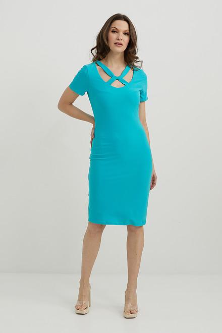 Joseph Ribkoff Cut-Out Neckline Dress Style 221350. Aruba blue