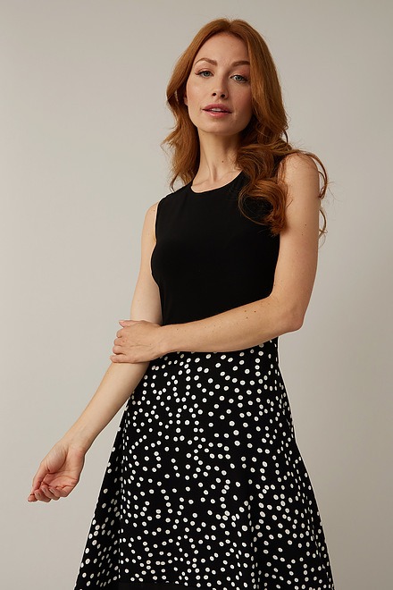 Joseph Ribkoff A-Line Dress Style 221360. Black/vanilla. 3