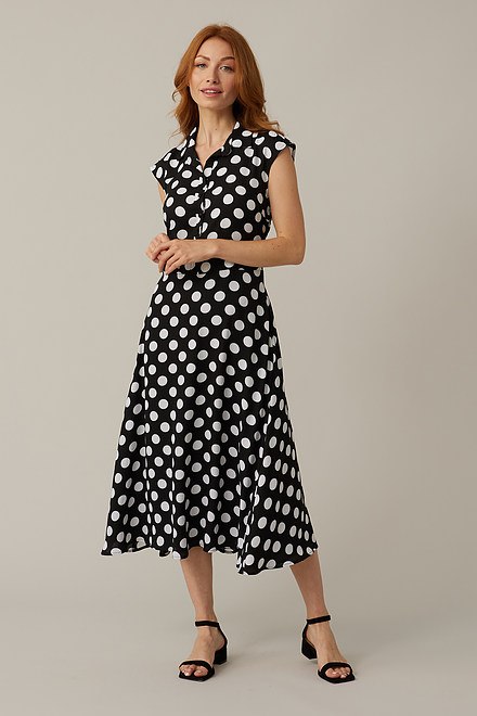 Joseph Ribkoff Fit & Flare Dress Style 221361. Black/Vanilla