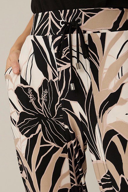 Joseph Ribkoff Printed Drawstring Pants Style 221371. Beige/black. 4
