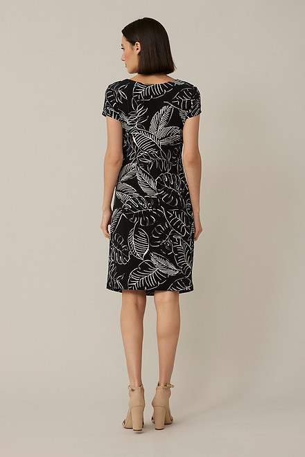 Joseph Ribkoff Mixed Print Dress Style 221376. Black/vanilla. 2