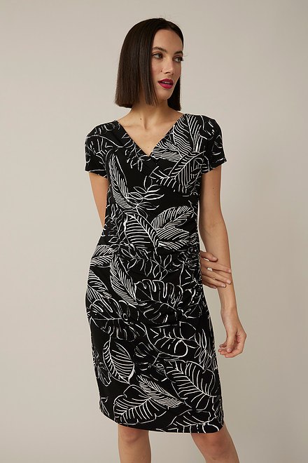 Joseph Ribkoff Mixed Print Dress Style 221376. Black/vanilla. 3
