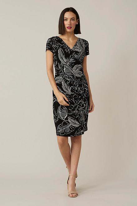 Joseph Ribkoff Mixed Print Dress Style 221376. Black/vanilla. 5