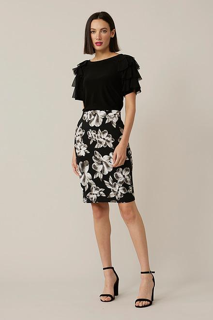 Joseph Ribkoff Floral Print Skirt Style 221383. Black/vanilla. 4