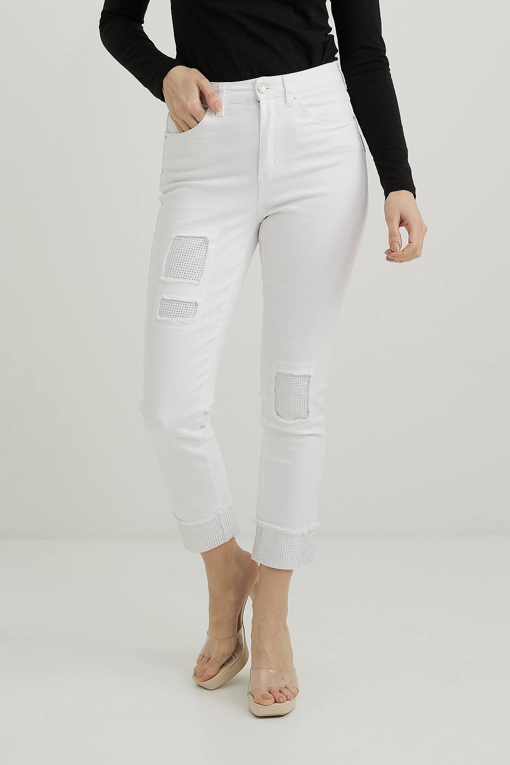 Joseph Ribkoff Embellished Jeans Style 221918. White