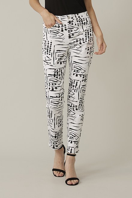 Joseph Ribkoff Abstract Print Jeans Style 221925. White/Black