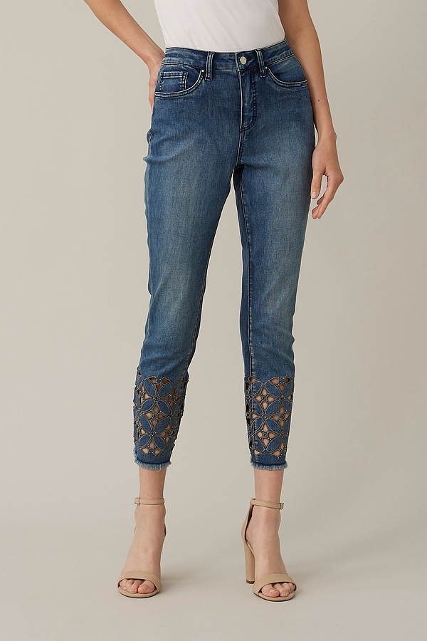 Joseph Ribkoff Embellished & Cut-Out Jeans Style 221927. Denim Medium Blue