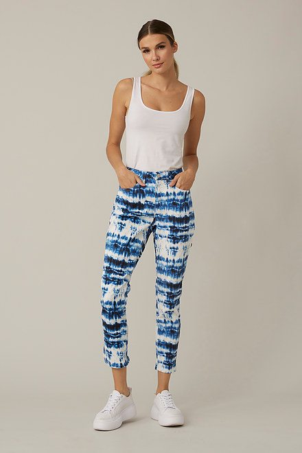 Joseph Ribkoff Tie-Dye Jeans Style 221930. White/blue. 5