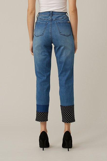 Joseph Ribkoff Polka Dot &amp; Patch Jeans Style 221948. Denim Medium Blue. 2