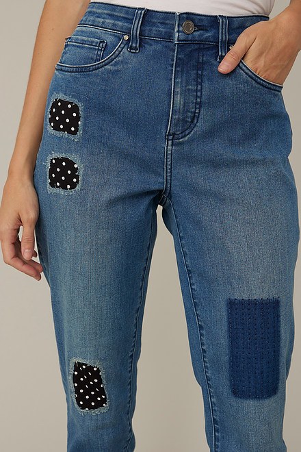 Joseph Ribkoff Polka Dot &amp; Patch Jeans Style 221948. Denim Medium Blue. 4