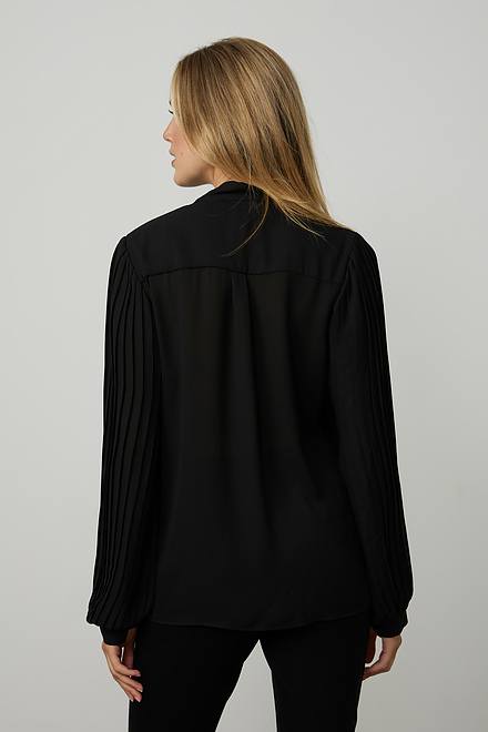 Joseph Ribkoff Neck-Tie Georgette Blouse Style 213332. Black. 2