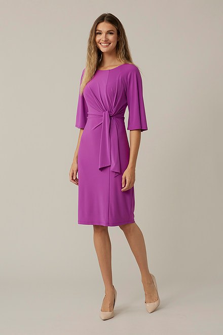 Joseph Ribkoff Draped Front Dress Style 221103. Sparkling Grape