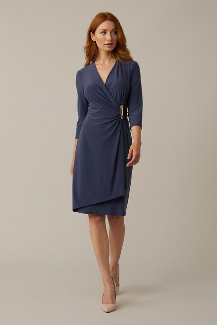 Joseph Ribkoff Waist Buckle Dress Style 221125. Mineral Blue