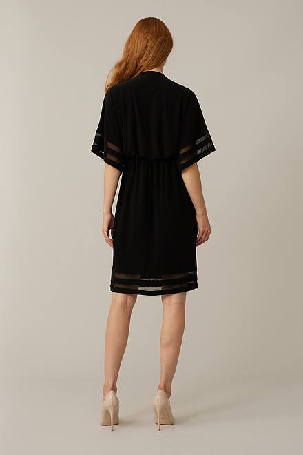 Joseph Ribkoff Sheer Sleeved Dress Style 221183. Black. 2