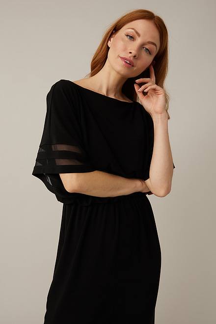 Joseph Ribkoff Sheer Sleeved Dress Style 221183. Black. 3