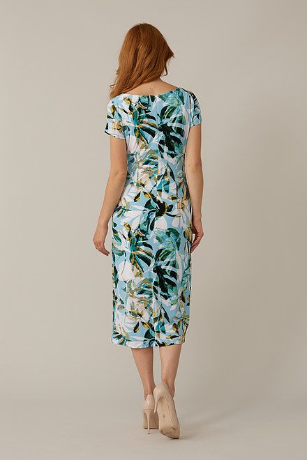 Joseph Ribkoff Tropical Print Dress Style 221225. Blue/multi. 2