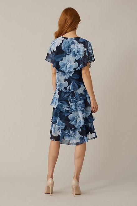 Joseph Ribkoff Tiered Floral Dress Style 221332. Midnight Blue/multi. 3