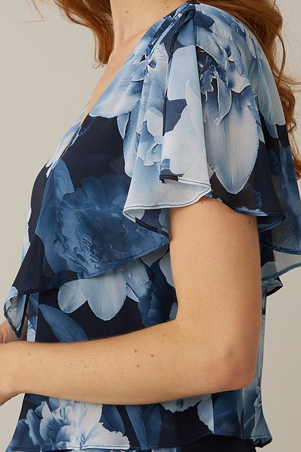 Joseph Ribkoff Tiered Floral Dress Style 221332. Midnight Blue/multi. 5