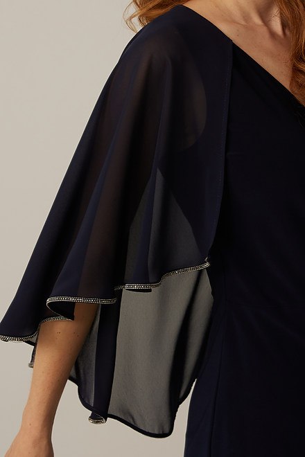 Joseph Ribkoff Cape Dress Style 221353. Midnight Blue. 5