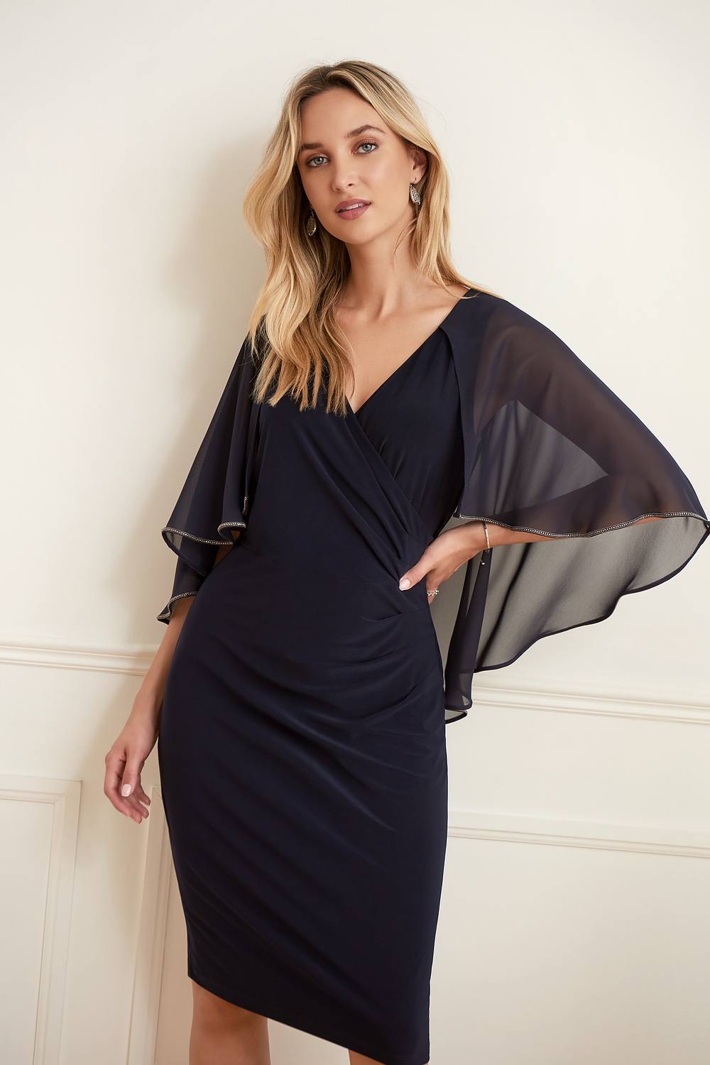 Joseph Ribkoff Cape Dress Style 221353. Midnight Blue