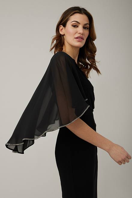 Joseph Ribkoff Cape Dress Style 221353. Black. 3