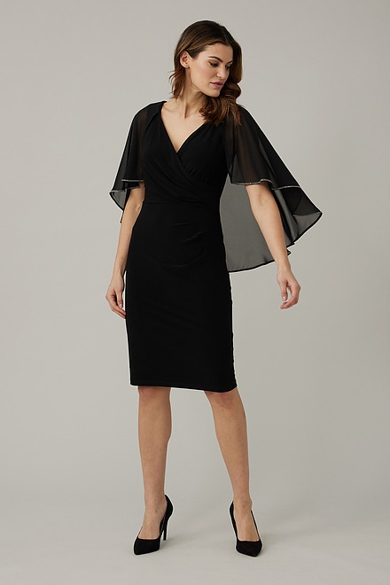 Joseph Ribkoff Cape Dress Style 221353. Black. 5