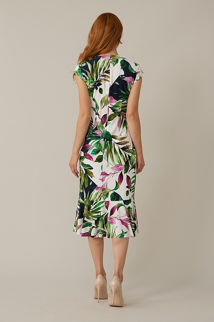 Joseph Ribkoff Tropical Wrap Dress Style 221355. Vanilla/multi. 3