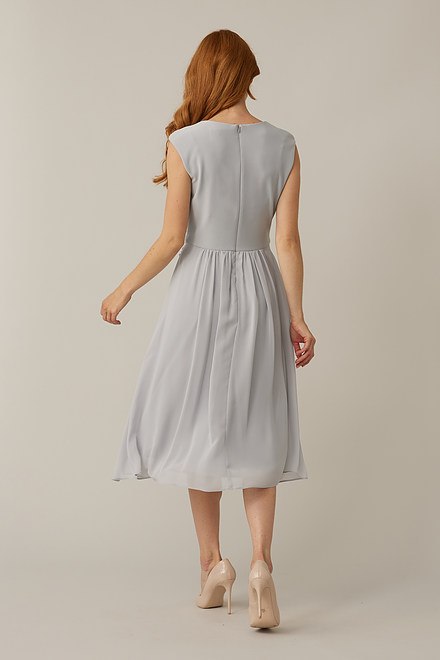 Joseph Ribkoff Belted Waist Dress Style 221365. Grey Frost  193. 3