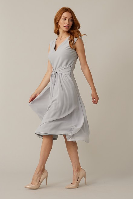 Joseph Ribkoff Belted Waist Dress Style 221365. Grey Frost  193. 6