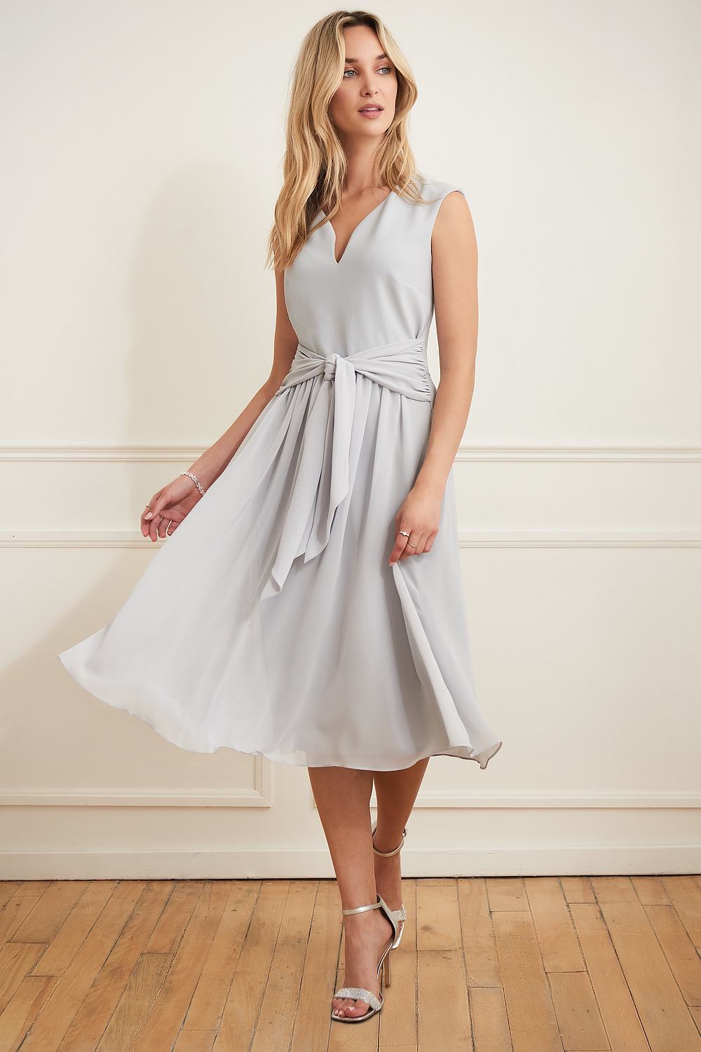 Joseph Ribkoff Belted Waist Dress Style 221365. Grey Frost  193