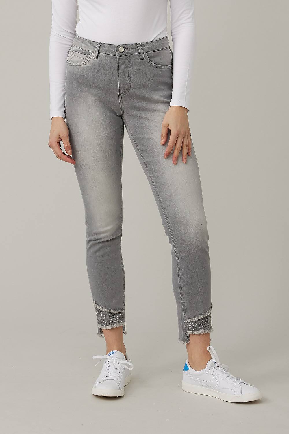 Joseph Ribkoff Embellished Jeans Style 221944. Light Grey