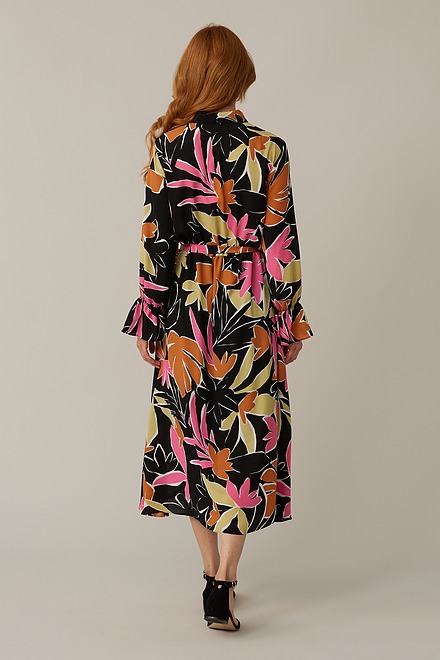 Joseph Ribkoff Tropical Print Georgette Dress Style 221271. Black/multi. 2
