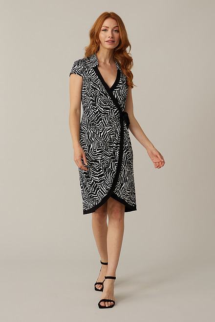 Joseph Ribkoff Abstract Print Wrap Dress Style 221356 . Black/vanilla. 5