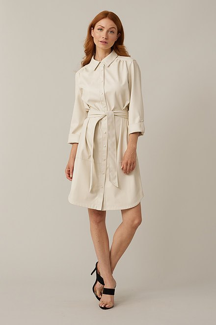 Joseph Ribkoff Leatherette Dress Style 221935. Ecru. 6