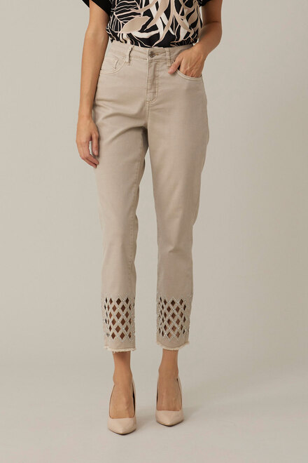 Joseph Ribkoff Cut-Out Detail Jeans Style 221919. Sand