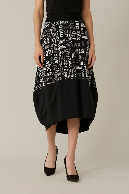 Joseph Ribkoff Graphic Print Skirt Style 221127. Black/vanilla/grey