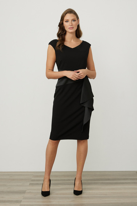 Joseph Ribkoff Draped Front Dress Style 213722. Black