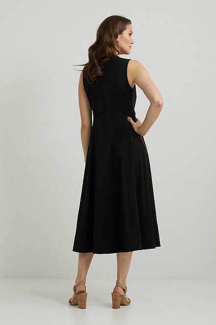 Joseph Ribkoff Woven Knit Dress Style 222052. Black/tan. 3