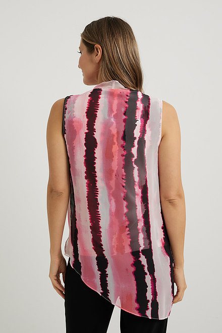 Joseph Ribkoff Cross-Front Blouse Style 222058. Pink/black. 2