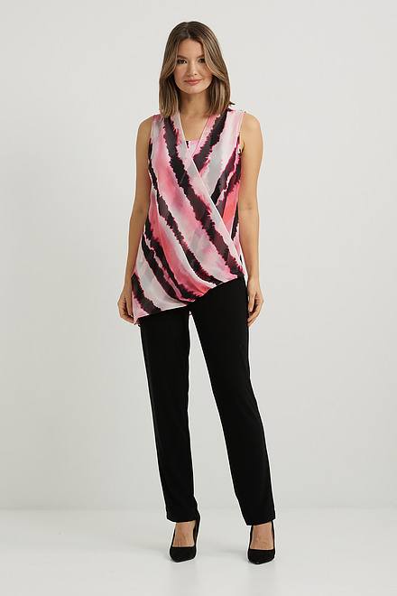 Joseph Ribkoff Cross-Front Blouse Style 222058. Pink/black. 5